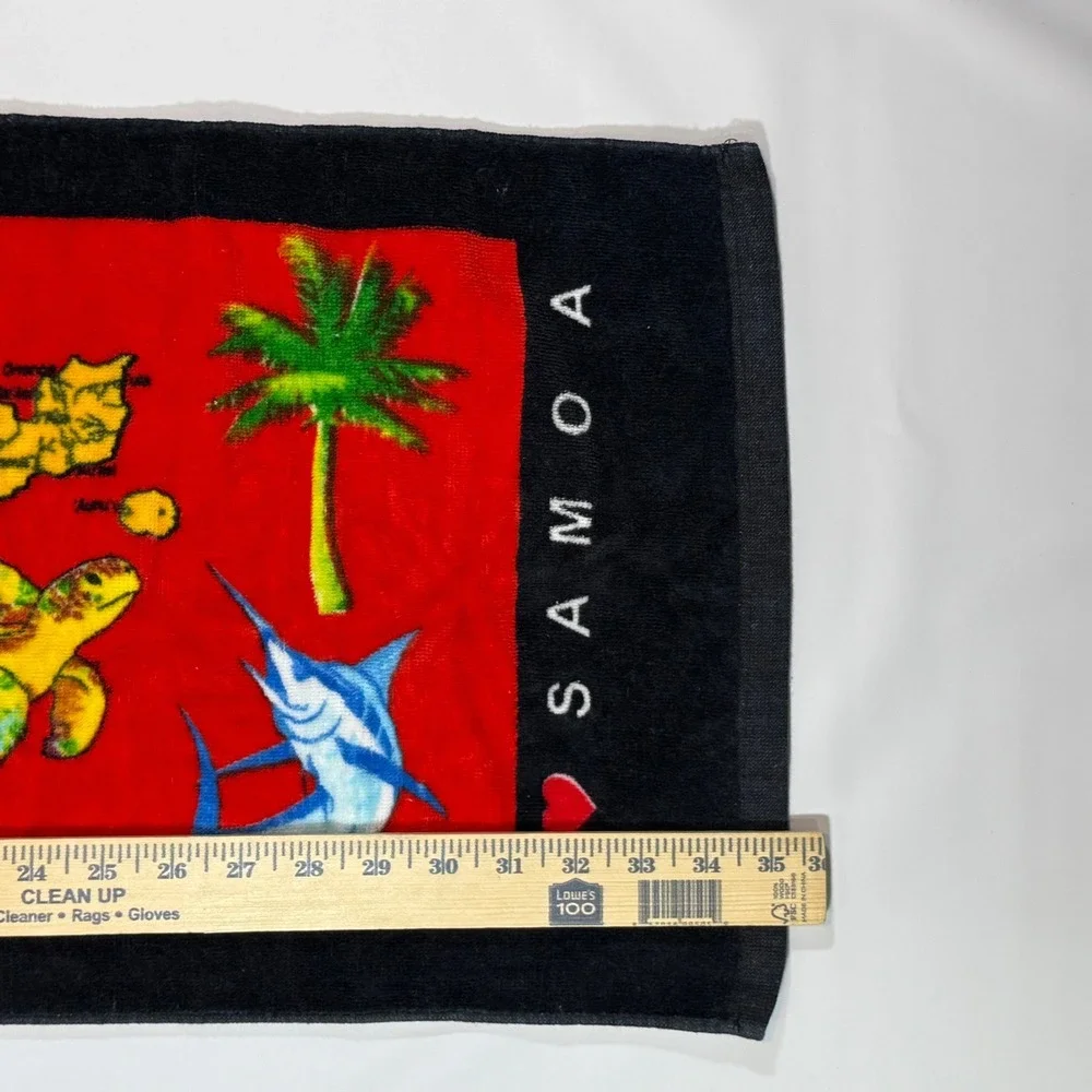 VTG Samoa Tutuila Map Island Beach Towel 36x13 Souvenir Turtle Marlin Fish Sea
